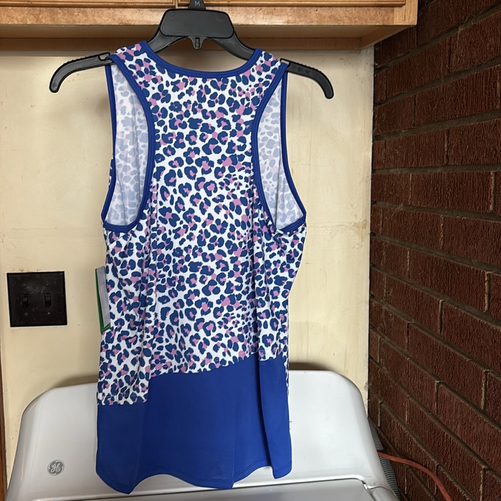 NWT Court Haley Leopard Print Racer Back Tank Top Moisture Wicking Stretch UPF30 - Picture 15 of 16